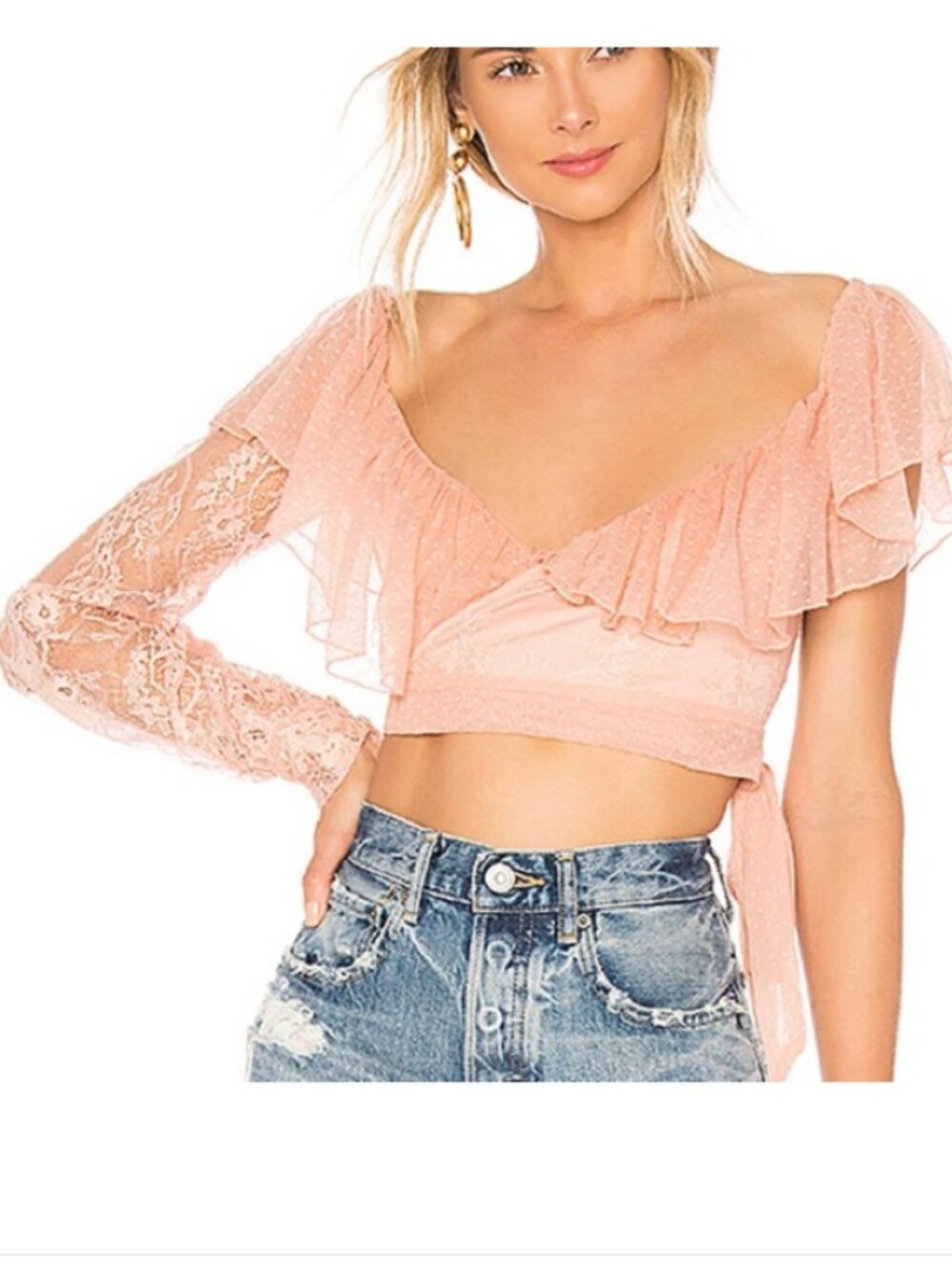 House Of Harlow 1960 x Revolve Pink Noel One Arm Wrap Top Shirt Blouse